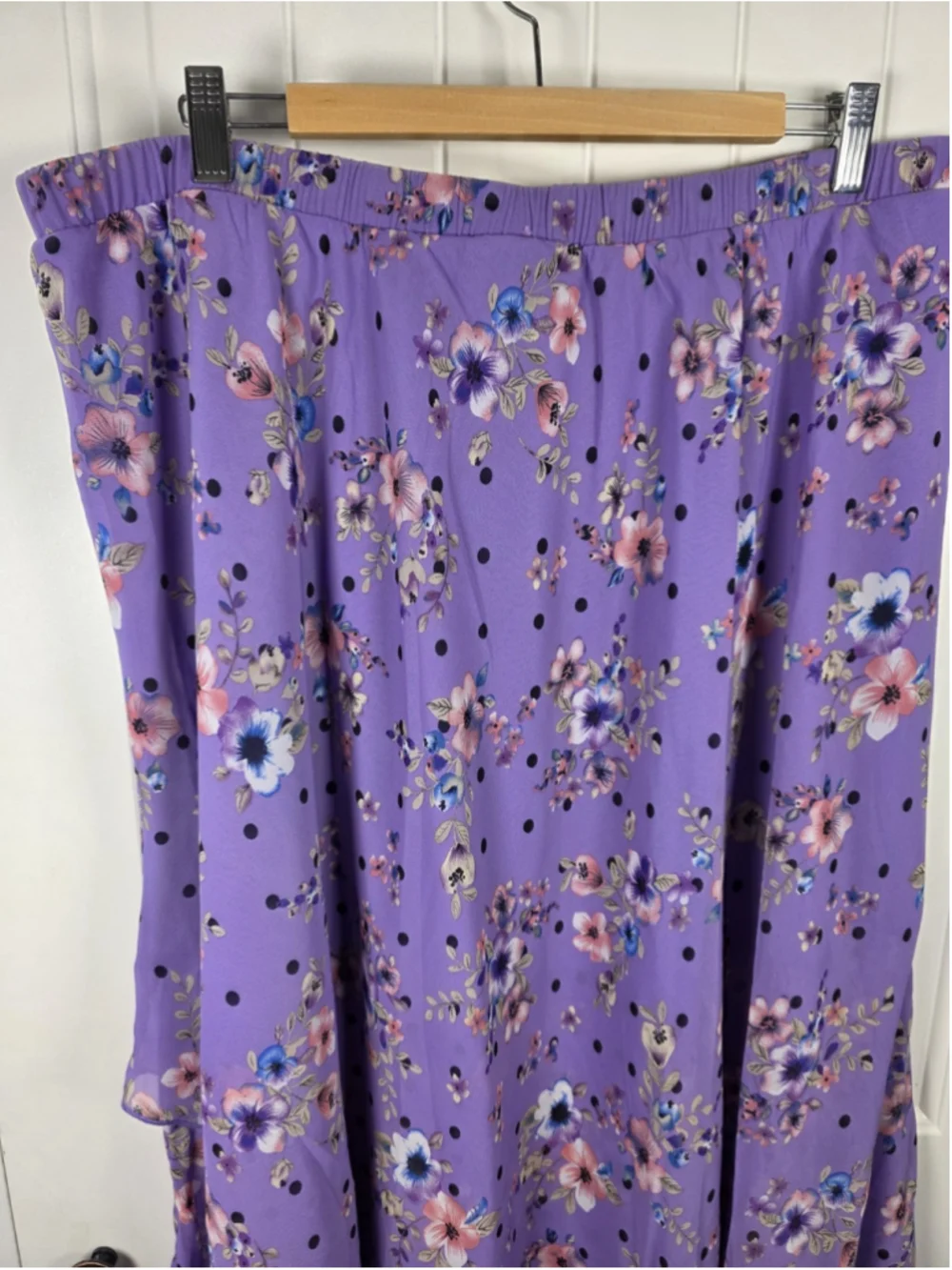 Anthony Original Sz 1X NWT 2 pc Purple Floral Embroidered Tunic Chiffon Skirt